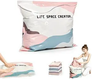 No Pump Vacuum Storage Bags 3D Cube Stand-Up Design, Jumbo & Medium Sizes, PA+PE Thick Material for Clothes, Comforters & Bedding, Reusable No Pump Large Vacuum Storage Compression Bags (M-1PC) No Pump Vacuum Storage Bags 3D Cube Stand-Up Design, Jumbo & Medium Sizes, PA+PE Thick Material for Clothes, Comforters & Bedding, Reusable No Pump Large Vacuum Storage Compression Bags (M-1PC)