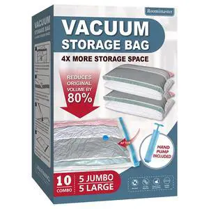 Vacuum Storage Bags, Vacuum Seal Space Saver Bags for Clothing, Travel Lugggage, Carry-on, Blankets, Comforters, Pillow, Bedding, 10 Combo Vacuum Storage Bags, Vacuum Seal Space Saver Bags for Clothing, Travel Lugggage, Carry-on, Blankets, Comforters, Pillow, Bedding, 10 Combo