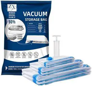 Vacuum Storage Bags for Bedding, Vacuum Seal Bags for Clothing | Airtight Triple Seal, Save 80% Space, Hand Pump, Work with Vacuum, Double Zip, Reusable, Easy to Use, Space Saver Bags (2L+2M+2S) Vacuum Storage Bags for Bedding, Vacuum Seal Bags for Clothing | Airtight Triple Seal, Save 80% Space, Hand Pump, Work with Vacuum, Double Zip, Reusable, Easy to Use, Space Saver Bags (2L+2M+2S)