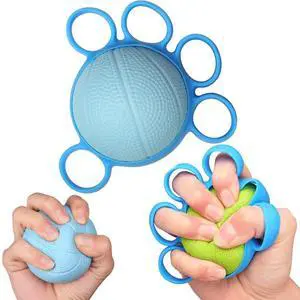 Finger Exercise Ball, Finger Strengthener Training Squeeze Ball Silicone Finger Stretcher Hand Grip Strength Training Ball Forearm Wrist Stress Relief Physical Therapy Hand Strength Exerciser (Blue) Finger Exercise Ball, Finger Strengthener Training Squeeze Ball Silicone Finger Stretcher Hand Grip Strength Training Ball Forearm Wrist Stress Relief Physical Therapy Hand Strength Exerciser (Blue)