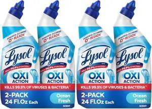 Toilet Bowl Cleaner Gel, For Cleaning and Disinfecting, Bleach Free, Ocean Fresh Scent, 24oz (Pack of 4) Toilet Bowl Cleaner Gel, For Cleaning and Disinfecting, Bleach Free, Ocean Fresh Scent, 24oz (Pack of 4)