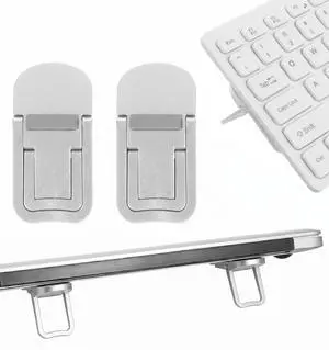 2 PCS Keyboard Feet, Foldable Keyboard Lifter with Dual Tilt Angle Adjustment for Most Keyboards, Self-Adhesive Computer Keyboards Riser (Silver-White, 2.4 X 1.2 in) 2 PCS Keyboard Feet, Foldable Keyboard Lifter with Dual Tilt Angle Adjustment for Most Keyboards, Self-Adhesive Computer Keyboards Riser (Silver-White, 2.4 X 1.2 in)