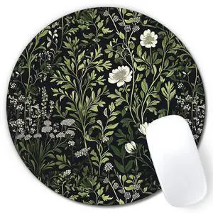 Floral Green Plant Mouse Pad, Vintage White Flower Botanical Cottagecore Mousepad Mouse Mat with Non-Slip Rubber Base for Home Office Desk Accessories, Green Office Supplies, 7.9x7.9 Inch Floral Green Plant Mouse Pad, Vintage White Flower Botanical Cottagecore Mousepad Mouse Mat with Non-Slip Rubber Base for Home Office Desk Accessories, Green Office Supplies, 7.9x7.9 Inch