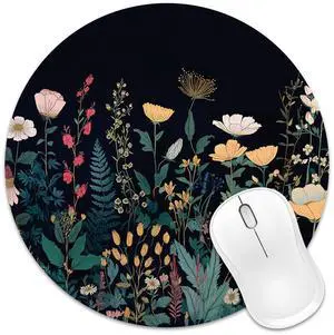 Round Mouse Pad 8x8in Non-Slip Rubber Base for Desk, Flowers Round Mouse Pad 8x8in Non-Slip Rubber Base for Desk, Flowers