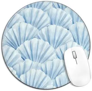 Blue Coastal Beach Seashell Mouse Pad, Nautical Ocean Sea Shell Round Mousepad Mouse Mat with Anti-Slip Rubber Base for Computer Laptop Home Office Desk, 7.9x7.9 in Blue Coastal Beach Seashell Mouse Pad, Nautical Ocean Sea Shell Round Mousepad Mouse Mat with Anti-Slip Rubber Base for Computer Laptop Home Office Desk, 7.9x7.9 in