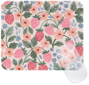 Brightly Colored Pink Strawberry Mouse Mat,Premium Textured Mouse Pads for Office Laptop,Washable Square Cute Mousepads with Extended Stitched Edges Non Slip Rubber Base 9.5"x7.8"x0.07" Inch Brightly Colored Pink Strawberry Mouse Mat,Premium Textured Mouse Pads for Office Laptop,Washable Square Cute Mousepads with Extended Stitched Edges Non Slip Rubber Base 9.5"x7.8"x0.07" Inch