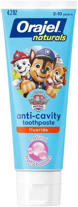 Kids Paw Patrol Anti-Cavity Fluoride Toothpaste, Natural Fruity Bubble Flavor, 4.2oz Tube Kids Paw Patrol Anti-Cavity Fluoride Toothpaste, Natural Fruity Bubble Flavor, 4.2oz Tube