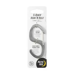 S-Biner Hook 'N Hold S-Hook, Stainless Steel S-Hook with Clip, Holds Pans, Tools and Plants, Stainless S-Biner Hook 'N Hold S-Hook, Stainless Steel S-Hook with Clip, Holds Pans, Tools and Plants, Stainless