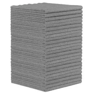 Microfiber Cleaning Cloth - 24 Pack, Grey Cleaning Rags 12x11 inch Microfiber Cleaning Cloth - 24 Pack, Grey Cleaning Rags 12x11 inch