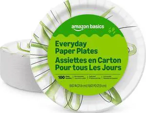 Everyday Disposable Paper Plates, 8.62 Inch, Microwave-Safe, Cut Resistant, Soak-Proof, 100 Count, Packaging May Vary Everyday Disposable Paper Plates, 8.62 Inch, Microwave-Safe, Cut Resistant, Soak-Proof, 100 Count, Packaging May Vary