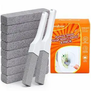 8 Pack Pumice Stone Toilet Bowl Cleaner with 2 Replaceable Long Handles 8 Pack Pumice Stone Toilet Bowl Cleaner with 2 Replaceable Long Handles