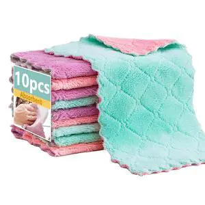 Microfiber Cleaning Cloths - Super Absorbent, Streak-Free & Lint-Free Towels for Glass, Kitchen & Home (Gray, Purple, Pink, Green) (10pcs) Microfiber Cleaning Cloths - Super Absorbent, Streak-Free & Lint-Free Towels for Glass, Kitchen & Home (Gray, Purple, Pink, Green) (10pcs)