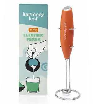 Handheld Milk Frother, Stainless Steel Electric Drink Mixer with Stand, Battery Operated Coffee Frother for Lattes, Matcha, Hot Chocolate and More, Orange Handheld Milk Frother, Stainless Steel Electric Drink Mixer with Stand, Battery Operated Coffee Frother for Lattes, Matcha, Hot Chocolate and More, Orange