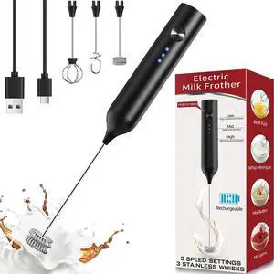 Milk Frother, Rechargeable & Handheld Frother Wand for Coffee, Black | SmartTrends 3 Speed Adjustable Drink Mixer, 3 Stainless Whisks for Matcha, Lattes, Cappuccino, Egg, Electric Whisk Foam Maker Milk Frother, Rechargeable & Handheld Frother Wand for Coffee, Black | SmartTrends 3 Speed Adjustable Drink Mixer, 3 Stainless Whisks for Matcha, Lattes, Cappuccino, Egg, Electric Whisk Foam Maker