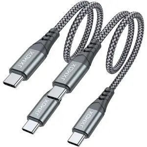 Short USB C to USB C Cable 60W, (2 Pack 1ft) Type C Fast Charging Cord Charger Compatible with iPhone 17 16 15 Pro Max, MacBook Pro, iPad Pro Air 4, Samsung Galaxy S25 S24 S23 S22 Ultra (Grey) Short USB C to USB C Cable 60W, (2 Pack 1ft) Type C Fast Charging Cord Charger Compatible with iPhone 17 16 15 Pro Max, MacBook Pro, iPad Pro Air 4, Samsung Galaxy S25 S24 S23 S22 Ultra (Grey)