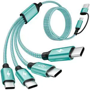 4 in 2 USB A/C to USBC Charging Cord,USB C Splitter Multi Charging Cable | 5FT 1PCS Multi Charger Cord with 4 Type-C Connectors Compatible with iP16/15/Cell Phones Tablets, Ideal for Travel, Cruises 4 in 2 USB A/C to USBC Charging Cord,USB C Splitter Multi Charging Cable | 5FT 1PCS Multi Charger Cord with 4 Type-C Connectors Compatible with iP16/15/Cell Phones Tablets, Ideal for Travel, Cruises