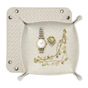 Small Jewelry Tray for Rings Watches Earrings, Entryway Catchall Caddy for Coins Keys Change, Nightstand Bedside Valet Holder, Trays for Electronic Gadgets, Woven Beige Small Jewelry Tray for Rings Watches Earrings, Entryway Catchall Caddy for Coins Keys Change, Nightstand Bedside Valet Holder, Trays for Electronic Gadgets, Woven Beige