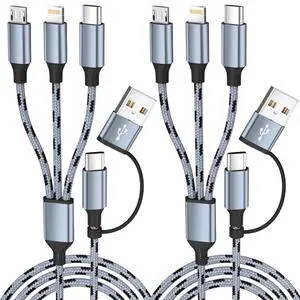 Multi Charging Cable, 6 in 1 Charging Cables for Multiple Devices,2PK 5FT | Universal Phone Charger Cord USB A/C to Type C/Micro/IP for iPhone 17-8/Android/Pad, Suitable for Travel/Cruise/Camping/Car Multi Charging Cable, 6 in 1 Charging Cables for Multiple Devices,2PK 5FT | Universal Phone Charger Cord USB A/C to Type C/Micro/IP for iPhone 17-8/Android/Pad, Suitable for Travel/Cruise/Camping/Car