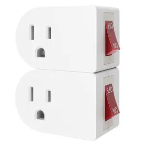 2 Pack Grounded Outlet Wall Tap Adapter with On/Off Power SwitchSingle Outlet with Switch in White 2 Pack Grounded Outlet Wall Tap Adapter with On/Off Power SwitchSingle Outlet with Switch in White
