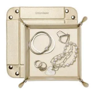 Small Valet Tray, Jewelry Tray for Rings Watches Earrings, Entryway Catchall Caddy for Coins Keys Change, Nightstand Bedside Valet Holder, Trays for Electronic Gadgets, Pale Gold Small Valet Tray, Jewelry Tray for Rings Watches Earrings, Entryway Catchall Caddy for Coins Keys Change, Nightstand Bedside Valet Holder, Trays for Electronic Gadgets, Pale Gold