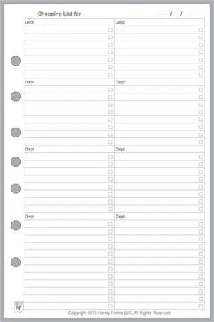 FC Classic Shopping List. 50 Sheets, 5.5" x 8.5" | For 7-Ring FC Binders. Incl. Store, Department and Check-Off, Ink-friendly heavyweight paper. Archival Quality. FC Classic Shopping List. 50 Sheets, 5.5" x 8.5" | For 7-Ring FC Binders. Incl. Store, Department and Check-Off, Ink-friendly heavyweight paper. Archival Quality.