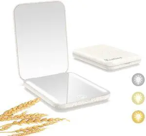 Rechargeable Pocket Mirror, 1X/3X Portable Compact Mirror | 3 Color Dimmable Lighting, Double Sided Small Wallet Mirror, Lighted Travel Mirror for Women Gifts Rechargeable Pocket Mirror, 1X/3X Portable Compact Mirror | 3 Color Dimmable Lighting, Double Sided Small Wallet Mirror, Lighted Travel Mirror for Women Gifts