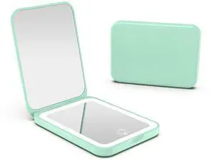 1X/3X Pocket Mirror, 3 Color Lighting LED Compact Mirror (Cyan) | Rechargeable Dimmable Travel Mirror for Purse, Portable, Folding, Handheld, Small Lighted Mirror for Women Gift 1X/3X Pocket Mirror, 3 Color Lighting LED Compact Mirror (Cyan) | Rechargeable Dimmable Travel Mirror for Purse, Portable, Folding, Handheld, Small Lighted Mirror for Women Gift