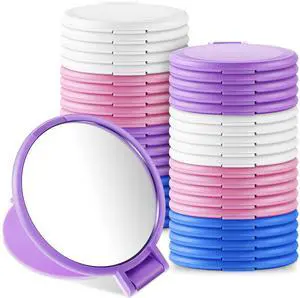 40 Pcs Compact Mirror Bulk Travel Makeup Mini Folding Mirror Pocket Vintage Portable Round Small Mirror for Women Purse Travel Daily Use Gifts, White, Blue, Pink, Purple 40 Pcs Compact Mirror Bulk Travel Makeup Mini Folding Mirror Pocket Vintage Portable Round Small Mirror for Women Purse Travel Daily Use Gifts, White, Blue, Pink, Purple