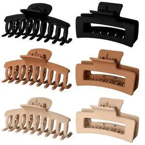 6pcs Medium Large Matte Square Claw Hair Clips for Women: Versatile Styling for Thick & Thin Hair 6pcs Medium Large Matte Square Claw Hair Clips for Women: Versatile Styling for Thick & Thin Hair