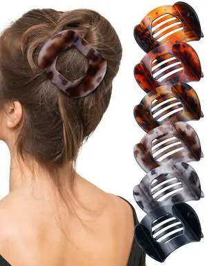 Flat Hair Clips for Women,6 Pcs Curved Claw Clips for Women Girl, Large Strong Hold Barrettes Claw Clips for All Hair Textures Thick & Thin Hai Flat Hair Clips for Women,6 Pcs Curved Claw Clips for Women Girl, Large Strong Hold Barrettes Claw Clips for All Hair Textures Thick & Thin Hai