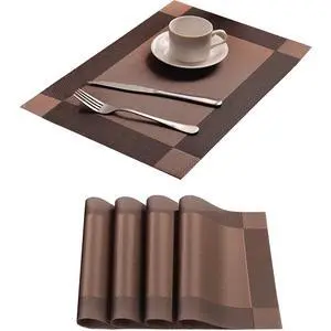 Table Placemats Dining Table Place Mats Set of 4 Heat Resistant Insulation Non-Slip Vinyl for Kitchen Dining Room 18" * 12" Dark Brown Table Placemats Dining Table Place Mats Set of 4 Heat Resistant Insulation Non-Slip Vinyl for Kitchen Dining Room 18" * 12" Dark Brown