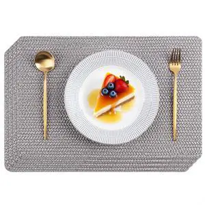 Indoor/Outdoor Washable Woven Vinyl Table Dining Placemats, Set of 4 Indoor/Outdoor Washable Woven Vinyl Table Dining Placemats, Set of 4