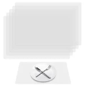 5 PCS Plastic Placemat Heat Resistant Washable Table Mats, Clear Placemats for Table, Dining, Kitchen, Crafting and Shelf Liner, 17 x 11 Inch 5 PCS Plastic Placemat Heat Resistant Washable Table Mats, Clear Placemats for Table, Dining, Kitchen, Crafting and Shelf Liner, 17 x 11 Inch
