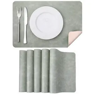 Set of 6 Leather Placemats-12 X 17" Wipeable Placemats Waterproof Heat Resistant Place Mats Vinyl Reversible Table Mats for Kitchen, Dining, Outdoor(Beige) Set of 6 Leather Placemats-12 X 17" Wipeable Placemats Waterproof Heat Resistant Place Mats Vinyl Reversible Table Mats for Kitchen, Dining, Outdoor(Beige)