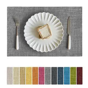 Faux Linen Cloth Placemats Set of 4-12 x 18 Inch, Light Grey | Double Layered Durable Burlap Farmhouse Place Mats, Non-Slip Washable Rustic Table Mats for Dining Kitchen Party Faux Linen Cloth Placemats Set of 4-12 x 18 Inch, Light Grey | Double Layered Durable Burlap Farmhouse Place Mats, Non-Slip Washable Rustic Table Mats for Dining Kitchen Party