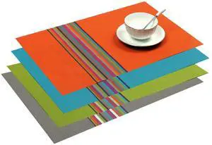 Placemats Set of 4 Colorful Woven Vinyl Place Mats for Dining Table Reversible PVC Heat Resistant Table Mats (4, Multicolor) Placemats Set of 4 Colorful Woven Vinyl Place Mats for Dining Table Reversible PVC Heat Resistant Table Mats (4, Multicolor)