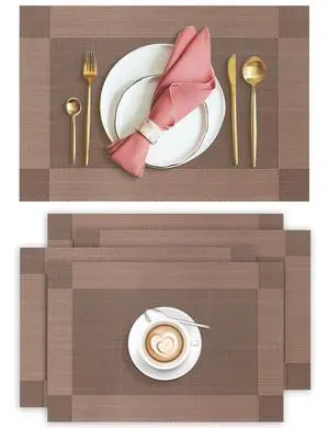 Placemats Set of 4, Heat Resistant Place Mats, Washable Durable PVC Table Mats, Woven Vinyl Plastic Placemats for Dining Table, Non-Slip Stain Resistant Kitchen Table Placemats, Easy to Clean Placemats Set of 4, Heat Resistant Place Mats, Washable Durable PVC Table Mats, Woven Vinyl Plastic Placemats for Dining Table, Non-Slip Stain Resistant Kitchen Table Placemats, Easy to Clean