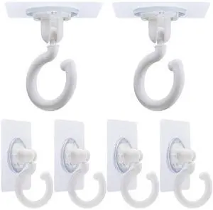 6Pcs Adhesive Mosquito Net Ceiling Hooks and Wall Hooks Swivel Ceiling Turn 360°/180°Mounted Hooks for Hanging Small Plants Towel Coat Bag Bathroom Bedroom Kitchen Door, White 6Pcs Adhesive Mosquito Net Ceiling Hooks and Wall Hooks Swivel Ceiling Turn 360°/180°Mounted Hooks for Hanging Small Plants Towel Coat Bag Bathroom Bedroom Kitchen Door, White