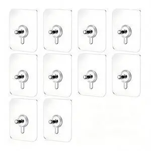 10 Pcs No Drill Wall Hooks | Heavy Duty Adhesive Hangers for Kitchen, Bathroom and Home | Damage-Free Picture Hanging Hardware with Removable Non-Marking Tape 10 Pcs No Drill Wall Hooks | Heavy Duty Adhesive Hangers for Kitchen, Bathroom and Home | Damage-Free Picture Hanging Hardware with Removable Non-Marking Tape