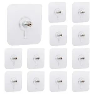 14 Pcs Transparent Adhesive Wall Hooks for Pictures, Kitchen & Bathroom | No-Drill Hanging Hooks for Photos, Towels, Keys & Small Accessories in Homes, Offices, Dorms and Rental Spaces 14 Pcs Transparent Adhesive Wall Hooks for Pictures, Kitchen & Bathroom | No-Drill Hanging Hooks for Photos, Towels, Keys & Small Accessories in Homes, Offices, Dorms and Rental Spaces
