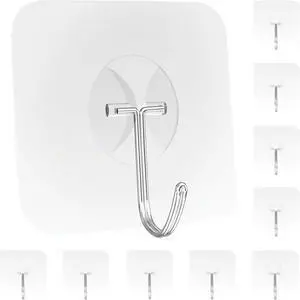 Adhesive Wall Hooks for Hanging Heavy Duty Towel Coat Hooks | Waterproof Transparent Hook for Bathroom Shower Kitchen Keys Door Outdoor Home Improvement Utility Hook 10 Pack Adhesive Wall Hooks for Hanging Heavy Duty Towel Coat Hooks | Waterproof Transparent Hook for Bathroom Shower Kitchen Keys Door Outdoor Home Improvement Utility Hook 10 Pack