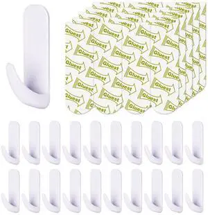 Damage Free Hanging Wall Hooks, 20 Medium Hooks with 20 Adhesive Strips, Holds up to 2 lb, Removable No Damage Utility Hooks for Hanging, Organization and Storage,Decorations in Living Spaces Damage Free Hanging Wall Hooks, 20 Medium Hooks with 20 Adhesive Strips, Holds up to 2 lb, Removable No Damage Utility Hooks for Hanging, Organization and Storage,Decorations in Living Spaces
