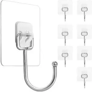 8 Pack Large Adhesive Hooks 22Ib(Max),Waterproof and Rustproof Wall Hooks for Hanging Heavy Duty,Stainless Steel Towel and Coats Hooks to use Inside Kitchen Bathroom Home and Office 8 Pack Large Adhesive Hooks 22Ib(Max),Waterproof and Rustproof Wall Hooks for Hanging Heavy Duty,Stainless Steel Towel and Coats Hooks to use Inside Kitchen Bathroom Home and Office
