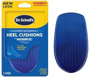 Heel Cushions with Massaging Gel Advanced, All-Day Shock Absorption and Cushioning to Relieve Discomfort, Heel Inserts, Women's 6-10, Also Available for Men's 8-13 Heel Cushions with Massaging Gel Advanced, All-Day Shock Absorption and Cushioning to Relieve Discomfort, Heel Inserts, Women's 6-10, Also Available for Men's 8-13