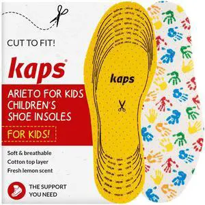 Kids Insoles Cut to Fit - Breathable Shoe Inserts for Children & Toddler, Prevent Blisters Keep Feet Fresh, Up to 23cm / 9 inch - Kaps Arieto Kids Insoles Cut to Fit - Breathable Shoe Inserts for Children & Toddler, Prevent Blisters Keep Feet Fresh, Up to 23cm / 9 inch - Kaps Arieto