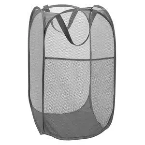 Deluxe Strong Mesh Pop up Laundry Hamper Basket with Side Pocket for Laundry Room, Bathroom, Kids Room, College Dorm or Travel Grey Deluxe Strong Mesh Pop up Laundry Hamper Basket with Side Pocket for Laundry Room, Bathroom, Kids Room, College Dorm or Travel Grey