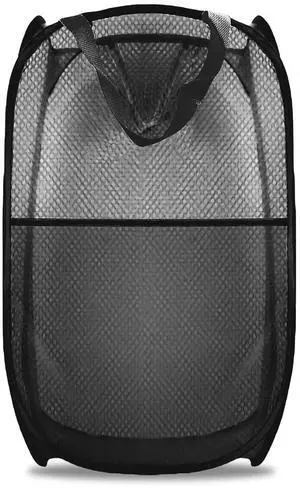 Collapsible Pop Up Laundry Hamper, Extra Large Mesh Foldable Laundry Basket, 28" x 16" x 16"(Black) Collapsible Pop Up Laundry Hamper, Extra Large Mesh Foldable Laundry Basket, 28" x 16" x 16"(Black)