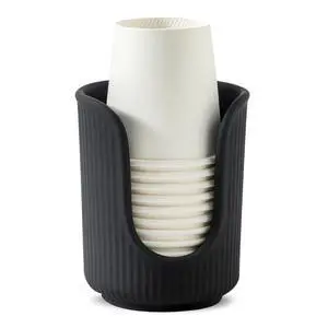 Ceramic Bathroom Cup Dispenser with Stylish Vertical Stripes - Disposable Mouthwash Cup Holder Holds 3-4oz Paper Cups for Rinsing Cups on Bathroom Vanity Countertops (Matte Black) Ceramic Bathroom Cup Dispenser with Stylish Vertical Stripes - Disposable Mouthwash Cup Holder Holds 3-4oz Paper Cups for Rinsing Cups on Bathroom Vanity Countertops (Matte Black)