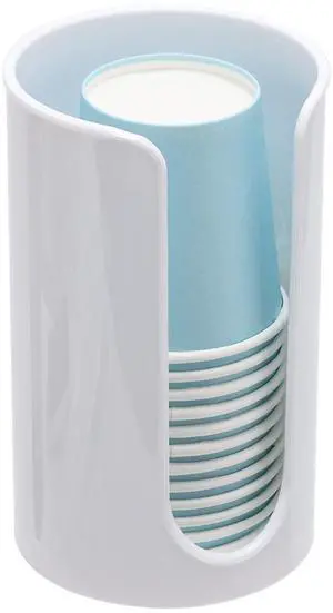 Plastic Paper Cup Holder - Small Disposable Cup Dispenser Mouthwash Cup Holder for Bathroom Countertop, White Plastic Paper Cup Holder - Small Disposable Cup Dispenser Mouthwash Cup Holder for Bathroom Countertop, White