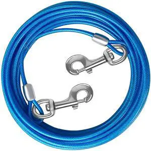 Dog Tie Out Cable, Dog Runner Cable | 10/15/20/25/30/50 FT Steel Cable with Sturdy Clips, Suitable for Yard Outdoor Use, Holds Large Dogs up to 165 Lbs Dog Tie Out Cable, Dog Runner Cable | 10/15/20/25/30/50 FT Steel Cable with Sturdy Clips, Suitable for Yard Outdoor Use, Holds Large Dogs up to 165 Lbs